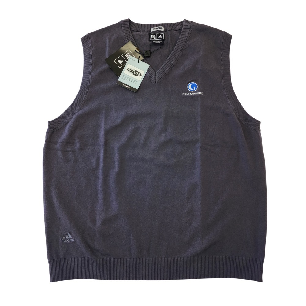 Adidas Golf Channel ClimaLite V-Neck Sweater Vest Graphite Grey Men's XL NWT